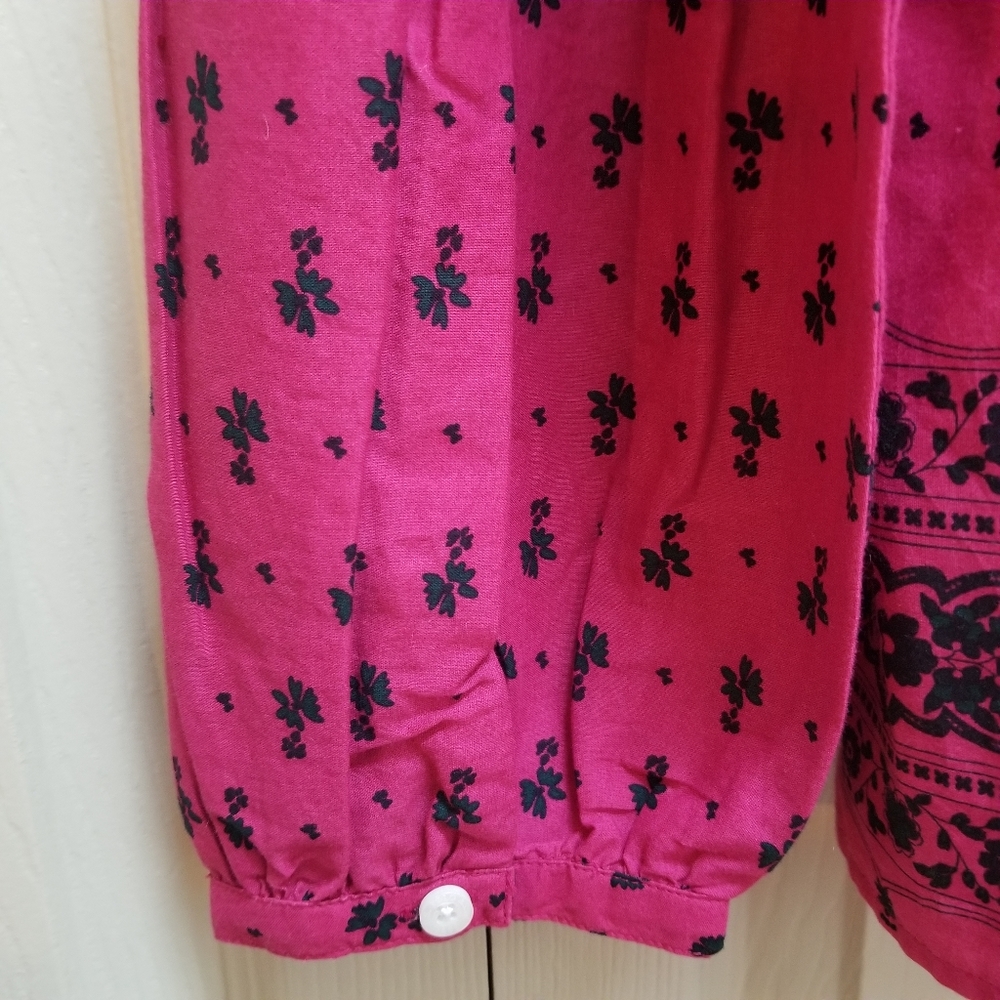 Mulberry Purple Border Print Boho Woven womens Top - Picture 9 of 9